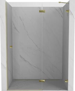 Mexen, Mexen Lunar pravé otočné sprchové dveře 130 cm, transparentní, zlaté - 834-130-000-50-00-P