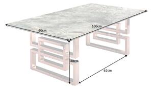 Designový konferenční stolek Salus 100 cm tyrkysový - vzor mramor