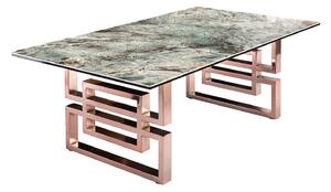 Designový konferenční stolek Salus 100 cm tyrkysový - vzor mramor