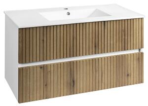 Aqualine Aqualine, PANEDA STRIP umyvadlová skříňka 99,5x55x45,2cm, dub emporio, PN310