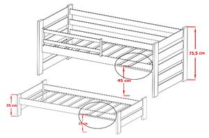 Dětská postel 80 cm Keith (s roštem a úl. prostorem) (grafit). 1012986