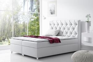 Čalouněná postel s úložným prostorem Vivien bílá eko kůže 120 + topper zdarma