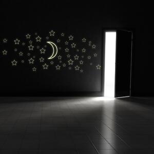 Svíticí samolepka na zeď - Hvězdy s měsícem (obrysy)
