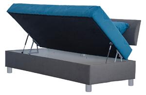 Jednolůžková postel (válenda) 90 cm Blanár Roman (šedá + modrá) (s matrací z HR pěny) (s úložným prostorem). Vlastní profesionální přeprava až k Vám domů 1018141