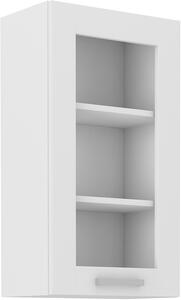 STOLARz 40 cm skříňka horní jednodveřová se sklem LUNA (výška 90 cm) Barevné provedení LUNA: Bílá / Bílá