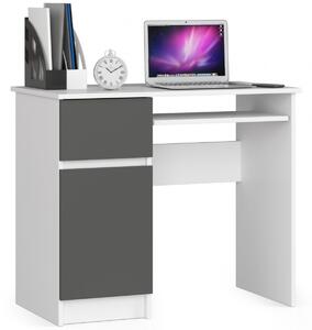 Ak furniture Psací stůl PIKSEL 90 cm bílý/grafitově šedý levý