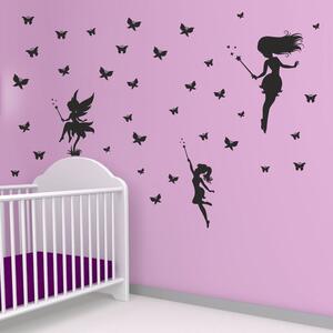 Samolepka na zeď - Víly s motýly set