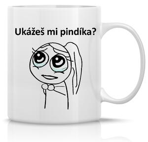UKÁŽEŠ MI PINDÍKA? - klasický bílý keramický hrníček 300 ml