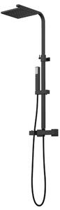 Gamma Cube, sprchová souprava s termostatickou baterií, hlavovou a ruční sprchou, výška 91-135cm, černá matná, GMA-BCEZNT-BK