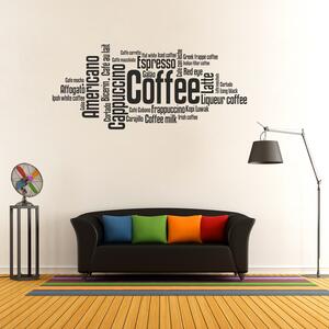 Samolepka na zeď - Coffee nápis (60x23 cm)