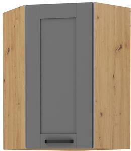 STL Rohová skříňka horní LUNA (výška 90 cm) Barevné provedení LUNA: Dub Artisan / Jílově šedá