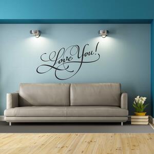 Samolepka na zeď - Love you nápis (95x57 cm)