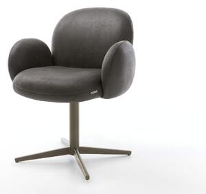 DELIFE Jídelní židle Nube-Flex s područkami mikrovlákno antracit vintage podnož ve tvaru kříže titanový efekt 360° otočný taštičkové pružiny