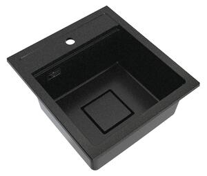 Gamma Quadro 4550, 1-komorový granitový dřez 450x495x220 mm, černá-zlatá, GMA-ZLE000222