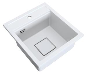 Gamma Quadro 4550, 1-komorový granitový dřez 450x495x220 mm, bílá, GMA-ZLE000220