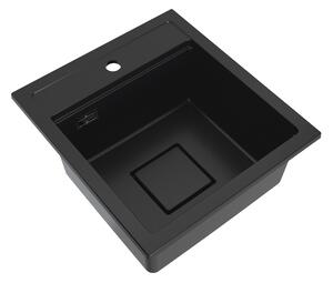 Gamma Quadro 4550, 1-komorový granitový dřez 450x495x220 mm, černá, GMA-ZLE000217