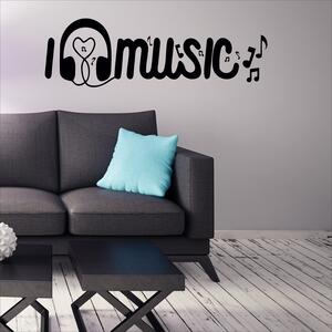 Samolepka na zeď - I love music (95x30 cm)