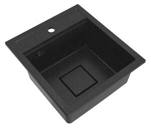 Gamma Quadro 4550, 1-komorový granitový dřez 450x495x220 mm, černá skvrnitá, GMA-ZLE000218