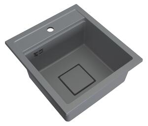 Gamma Quadro 4550, 1-komorový granitový dřez 450x495x220 mm, šedá, GMA-ZLE000221