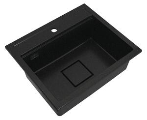 Gamma Quadro 5850, 1-komorový granitový dřez 580x495x220 mm, černá-zlatá, GMA-ZLE000232