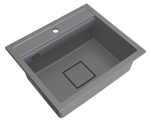 Gamma Quadro 5850, 1-komorový granitový dřez 580x495x220 mm, šedá, GMA-ZLE000233