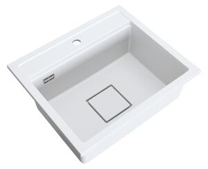 Gamma Quadro 5850, 1-komorový granitový dřez 580x495x220 mm, bílá, GMA-ZLE000234
