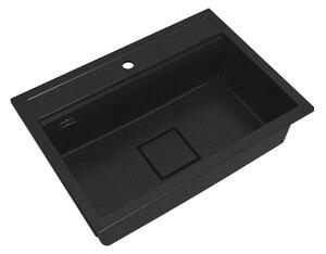 Gamma Quadro 7050, 1-komorový granitový dřez 700x500x220 mm, černá skvrnitá, GMA-ZLE000238