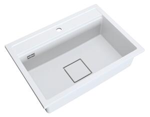 Gamma Quadro 7050, 1-komorový granitový dřez 700x500x220 mm, bílá, GMA-ZLE000236