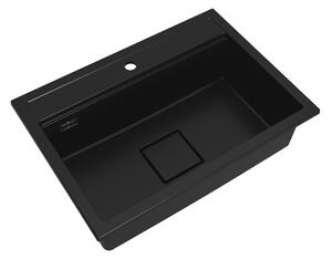 Gamma Quadro 7050, 1-komorový granitový dřez 700x500x220 mm, černá, GMA-ZLE000237