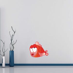 Barevná samolepka na zeď - Červená rybka (120x98 cm)