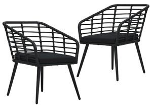 Zahradní židle s poduškami 2 ks polyratan černé