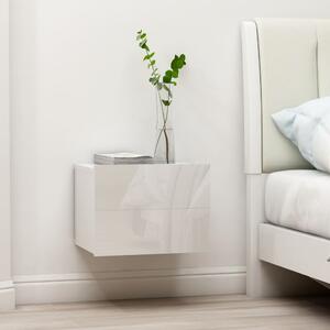 Noční stolek bílý s vysokým leskem 40 x 30 x 30 cm dřevotříska
