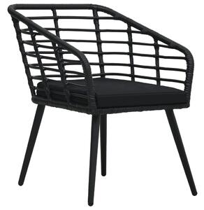 Zahradní židle s poduškami 2 ks polyratan černé