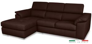 Kožená rohová sedací souprava LOREN II, levá, tm. hnědá (madras - 144 walnut)
