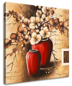 Obraz na plátně Orchideje v červené váze Rozměry: 60 x 90 cm