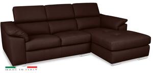 Kožená rohová sedací souprava LOREN II, pravá, tm. hnědá (madras - 144 walnut)