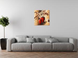 Obraz na plátně Orchideje v červené váze Rozměry: 60 x 90 cm