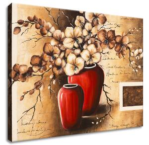 Gario Obraz na plátně Orchideje v červené váze Velikost: 50 x 40 cm