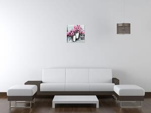 Obraz na plátně Růžové magnolie ve váze Rozměry: 60 x 40 cm