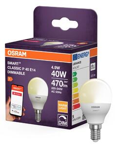 Chytrá LED zigbee stmívatelná žárovka E14 4,9 W CLASSIC P, teplá bílá OSRAM