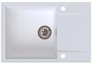 Sink Quality Sink55, kuchyňský granitový dřez 680x460x215 mm + chromový sifon, bílá, SKQ-SINK.W.1KDO.X