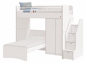 Patrová postel se skříní a schůdky Pure Modular - bílá