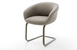 DELIFE Jídelní židle Vinka-Flex s područkami pravá kůže tmavě béžová jídelní židle plochý titanová barva taštičkové pružiny