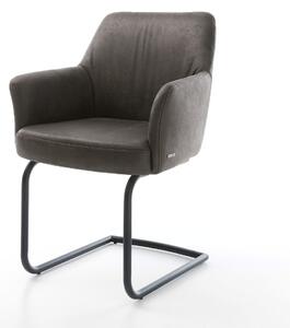 DELIFE Jídelní židle Xana-Flex s područkami mikrovlákno antracit vintage jídelní židle kulatá černá taštičkové pružiny