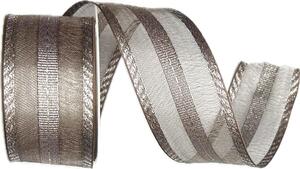 Stuha stříbrná Shimmer Veil Taupe – Premium (15,-Kč/m)