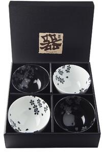 Made in Japan (MIJ) Set misek Black & White Sakura 260 ml 4 ks