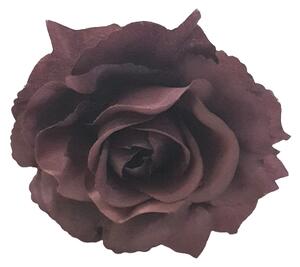 Růže hlava květu O 10cm tm. fialová umělá