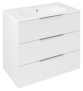 Sapho Sapho, CIRASA umyvadlová skříňka 79,8x75x46cm, 3x zásuvka, bílá lesk, CR831-3030