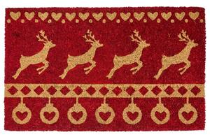Hnědá kokosová rohožka s jelenem Nordic Christmas