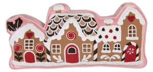 Hnědý dekorativní polštář perníková chaloupka – 50x25x4 cm